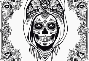 mexican style santa muerte tattoo for shoulder tattoo idea