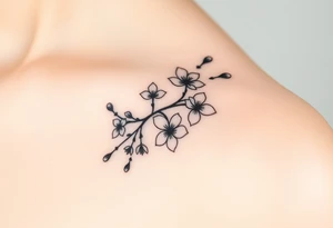 delicate cherry blossoms swirling in spring breeze with petals tattoo idea