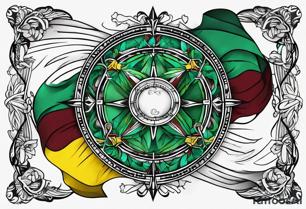 The number 24 with colors green, yellow, maroon and black tattoo idea