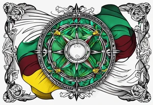 The number 24 with colors green, yellow, maroon and black tattoo idea