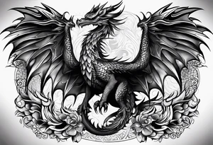 Dragon phoenix mexican skull full body tattoo idea