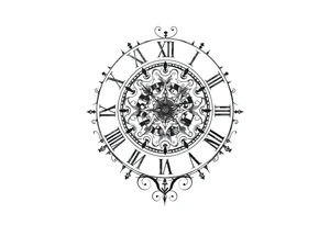 vintage roman numerals within ornate clockwork mechanism tattoo idea