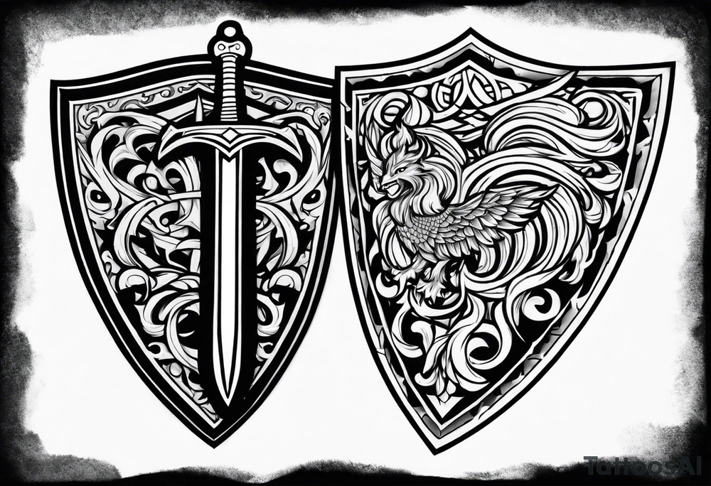 Valhalla sword shield tattoo idea