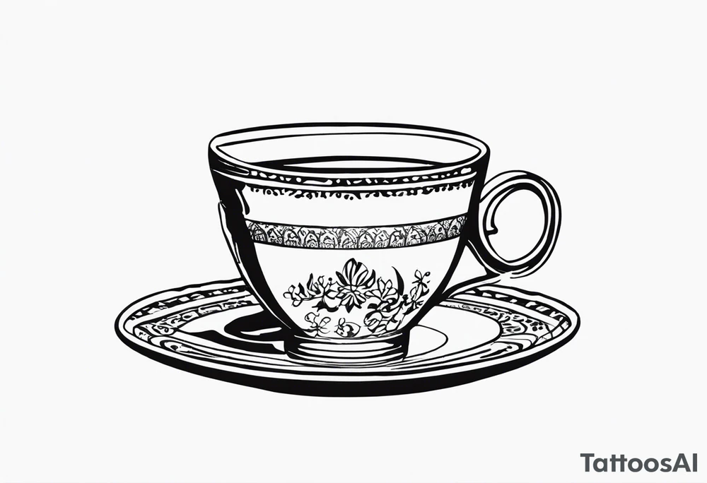 The outside should look like a stamp. So a stylus edge and a square and on the inside there should be a drawing of a Turkish teacup, i.e. a chai.
Der rand ist wichtig die Tasse muss im Viereck sein tattoo idea