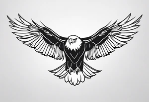 bald eagle with its wings spread, very simple line design tattoo idea