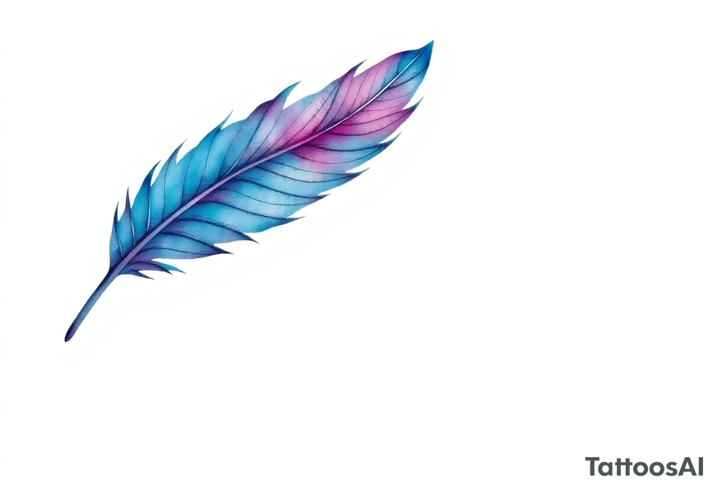 Feather with blue and purple tattoo idea
