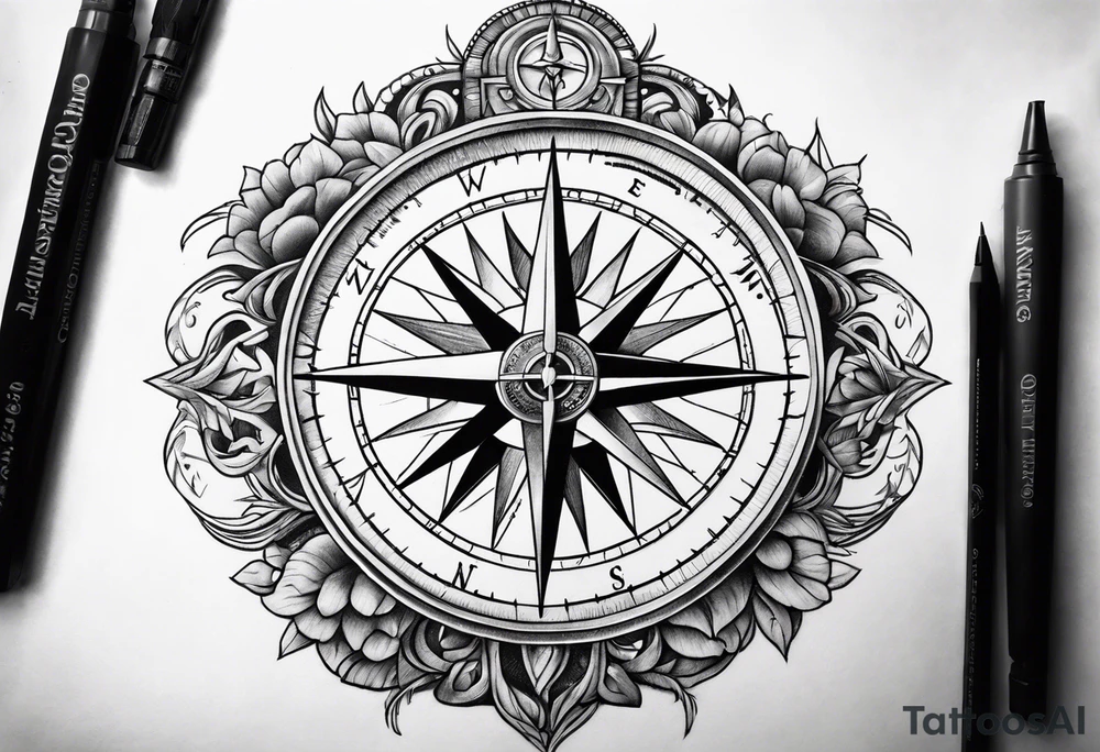Compass with roots tattoo idea