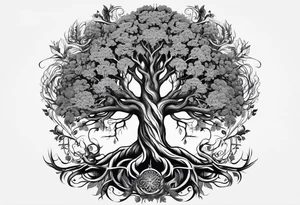 knurly yggdrasil with roots tattoo idea