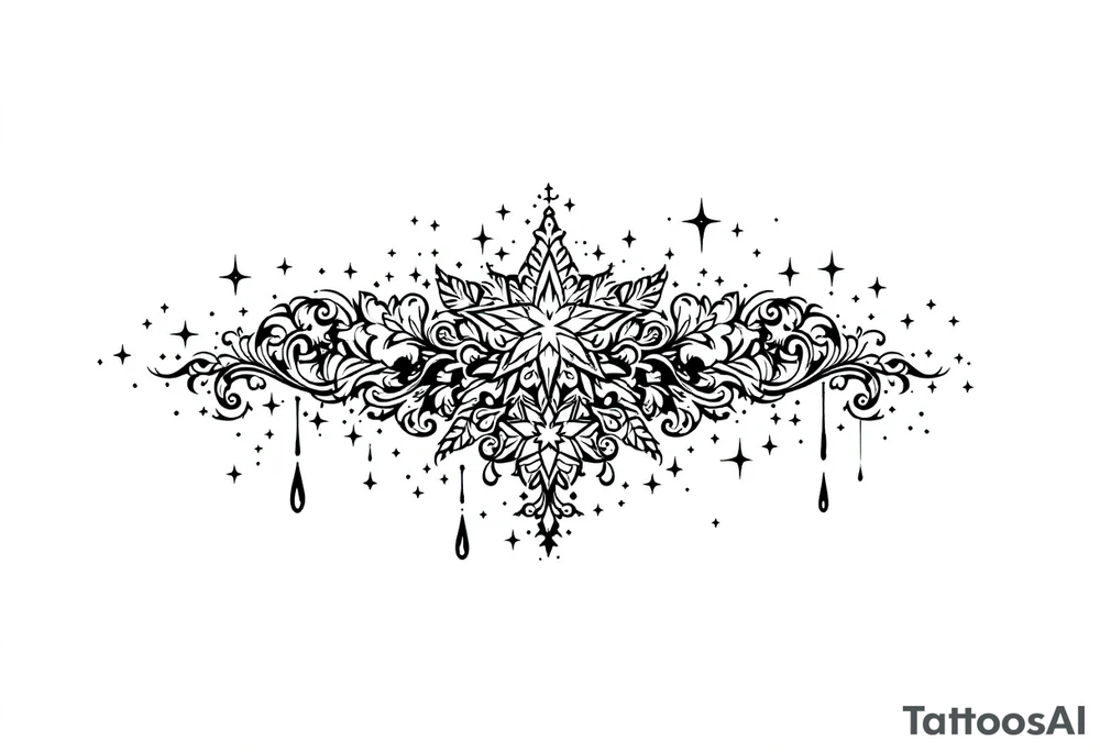 Small stars and tears background tattoo idea