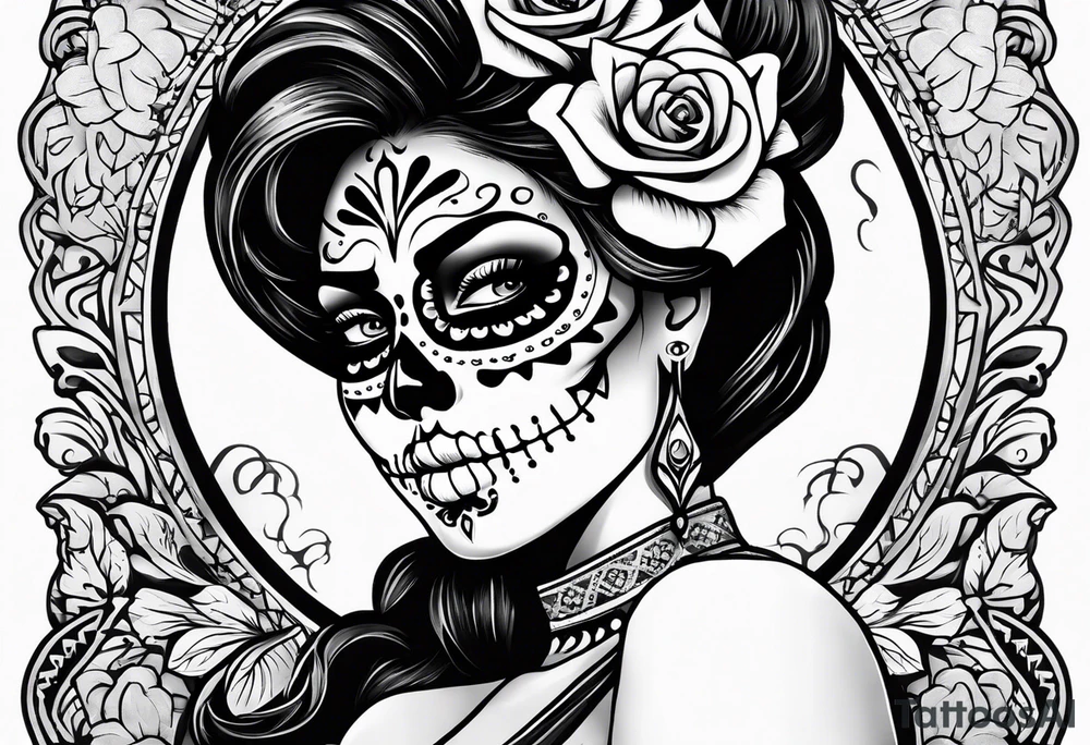 Sugar skull senorita tattoo idea