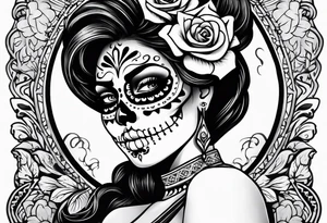 Sugar skull senorita tattoo idea