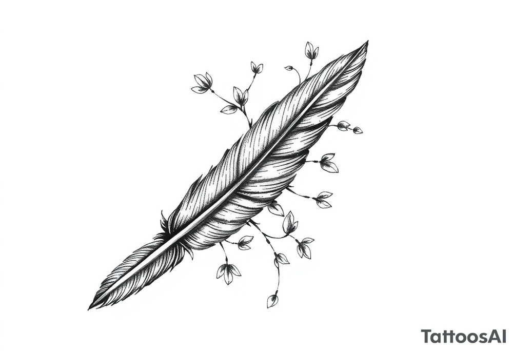 Feather with vine tattoo idea