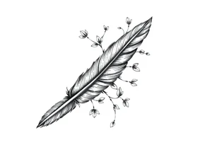 Feather with vine tattoo idea