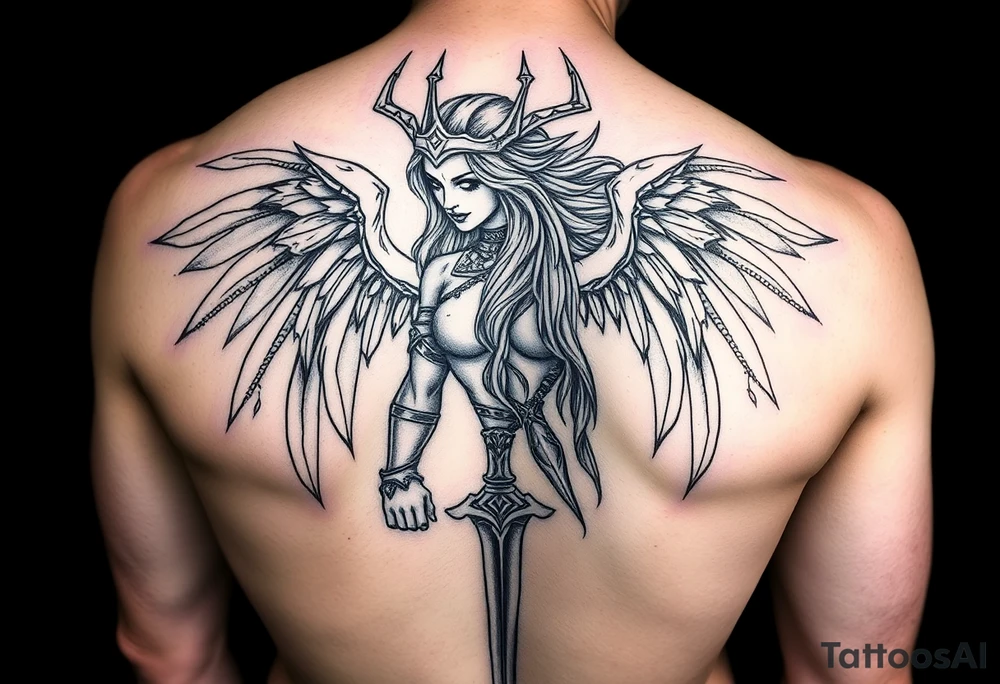 Fully body Valkyrie from valhalla tattoo idea
