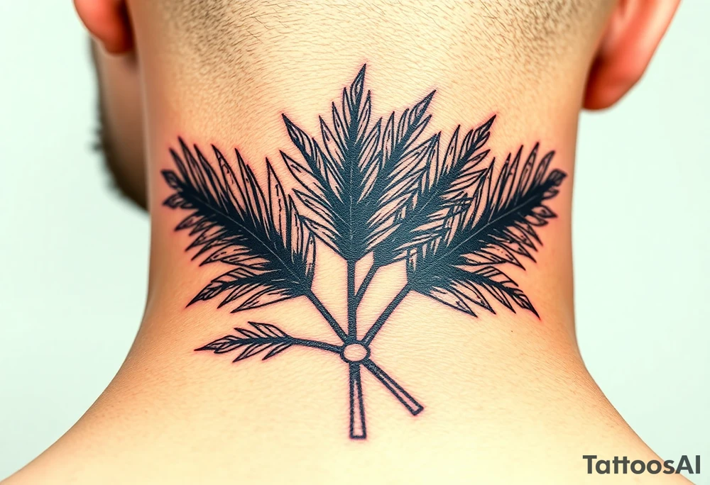 large woven palm leaves tattoo idea