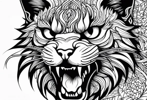 Powerful Himalayan smoosh face cat that looks like a dragon roaring tattoo idea