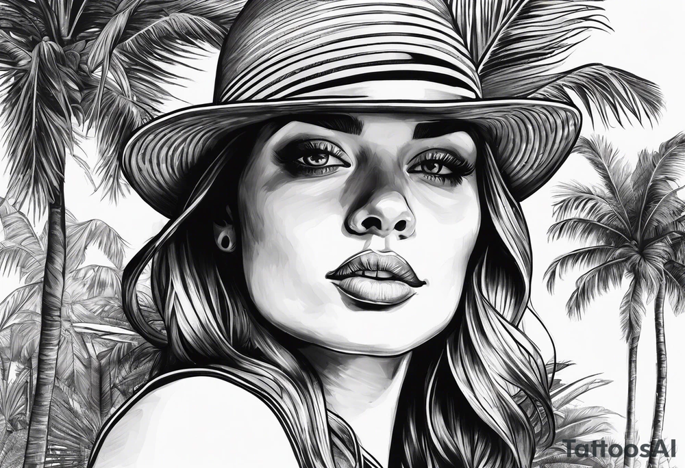 flo grown with palm trees tattoo idea