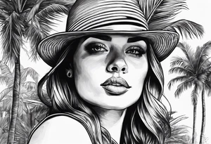 flo grown with palm trees tattoo idea