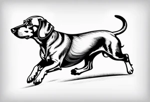 Outline of sausage dog running tattoo idea