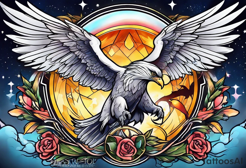 a halo over wings tattoo idea