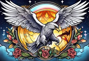 a halo over wings tattoo idea