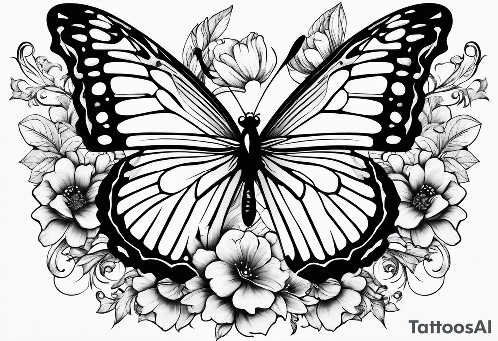 wing, flower, butterfly , tattoo idea