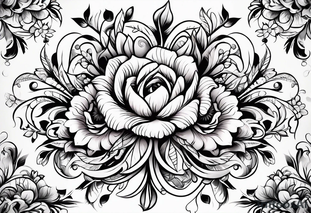 ornaments of flowers tattoo idea
