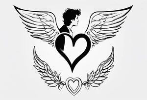 Liam Payn One Direction Memory Love Angel Wings Heart tattoo idea