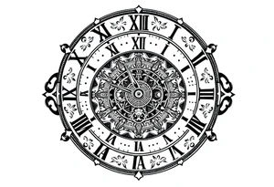 vintage roman numerals within ornate clockwork mechanism tattoo idea
