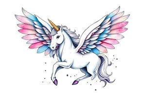 Unicorn with wings tattoo idea