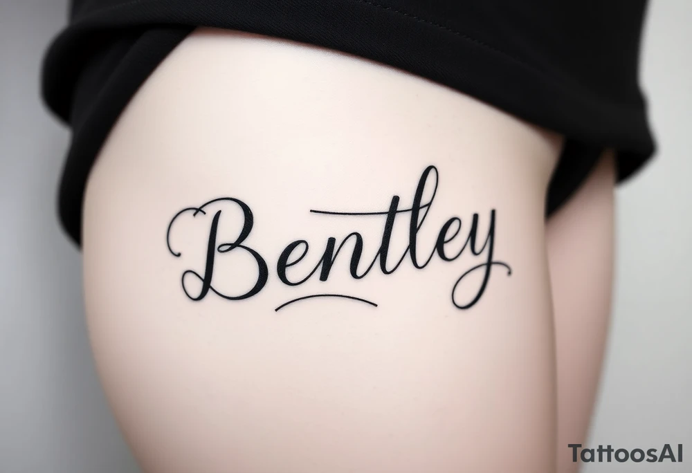 My son's name, Bentley, in cursive writing tattoo idea
