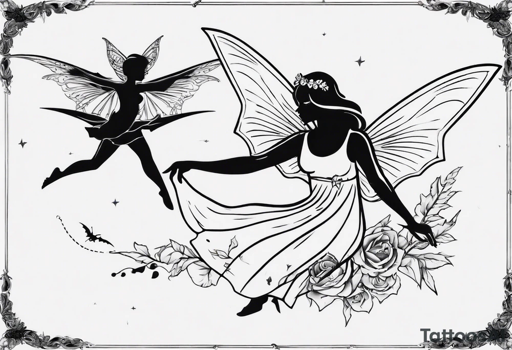 fairy flying with a bat tattoo idea