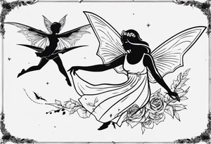 fairy flying with a bat tattoo idea