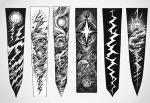 forearm sleeve thunder pattern tattoo idea