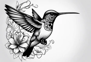Kolibri mit Blumen tattoo idea