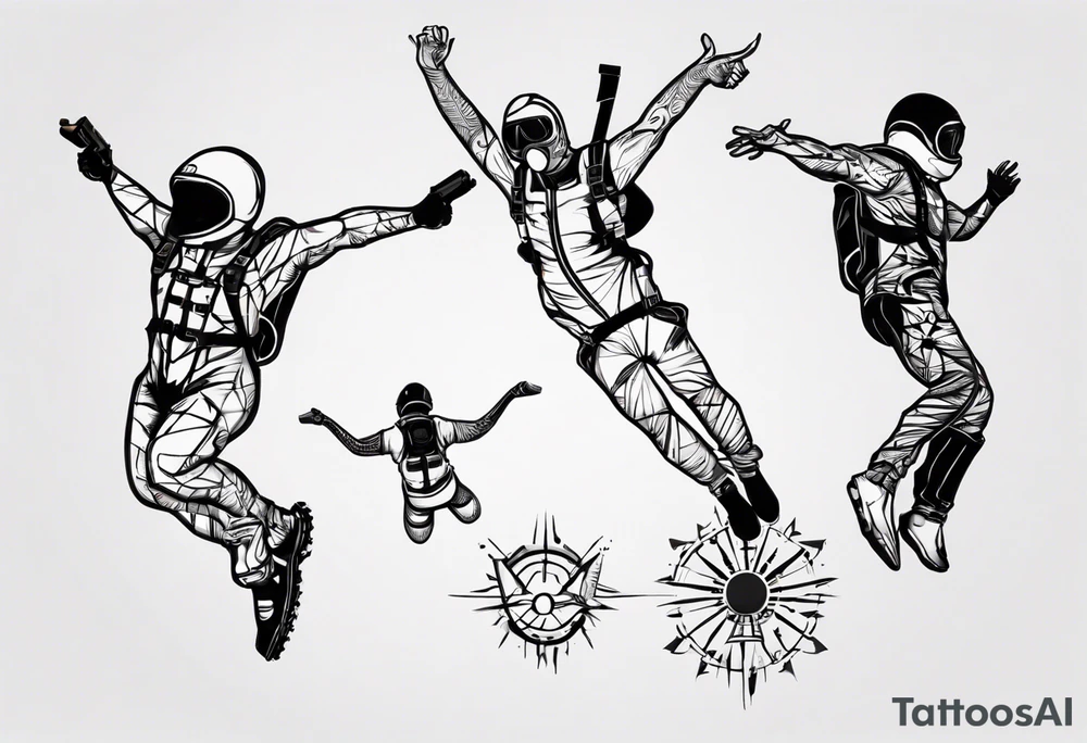 skydiving and shooting guns tattoo idea