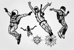 skydiving and shooting guns tattoo idea