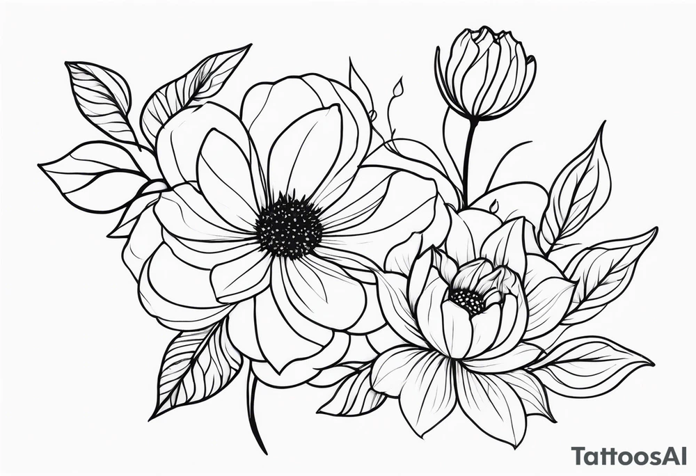 floral tattoo representing 3 kids tattoo idea