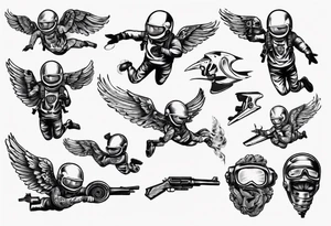 skydiving and shooting guns tattoo idea