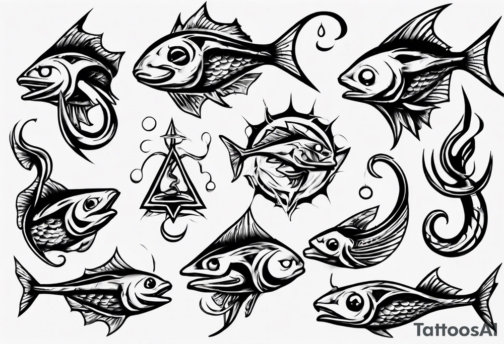 Fish hooks tattoo idea