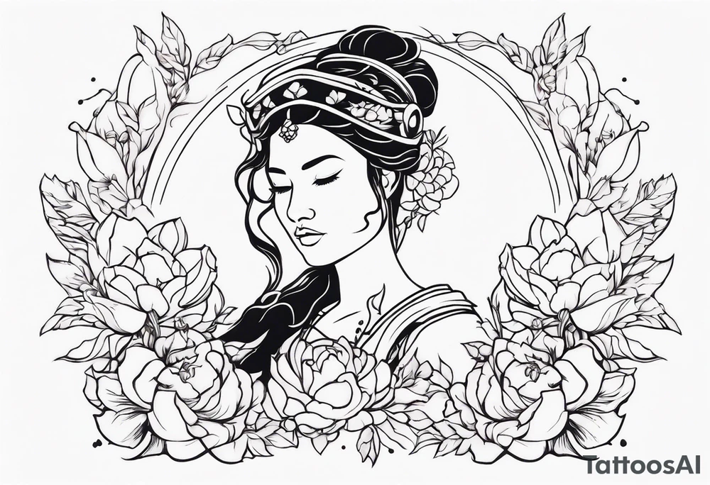 small ornate woman warrior floral  tattoo tattoo idea