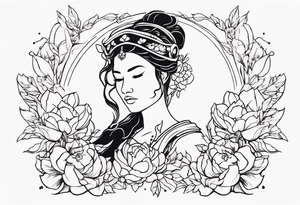 small ornate woman warrior floral  tattoo tattoo idea