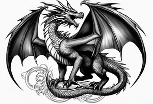 Beautiful female dragon with wings spread tattoo idea