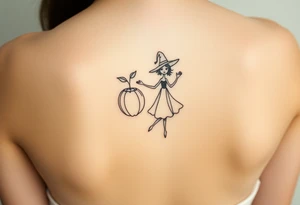 Coconut with a lime and a dancing magical witch girl tattoo idea