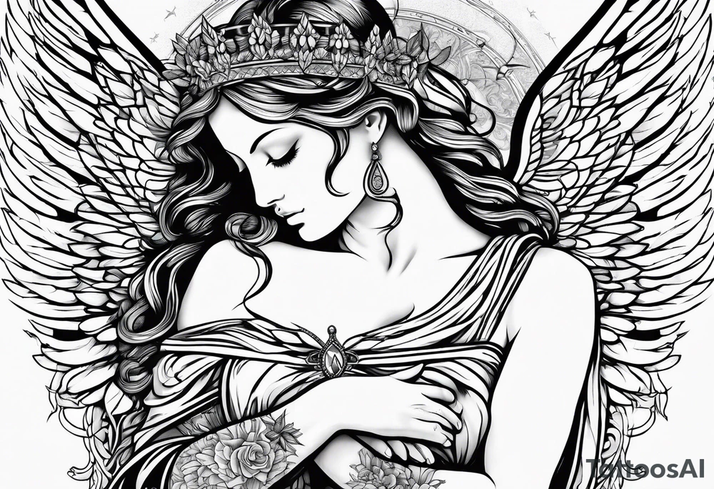 Angel with prayer hands tattoo idea