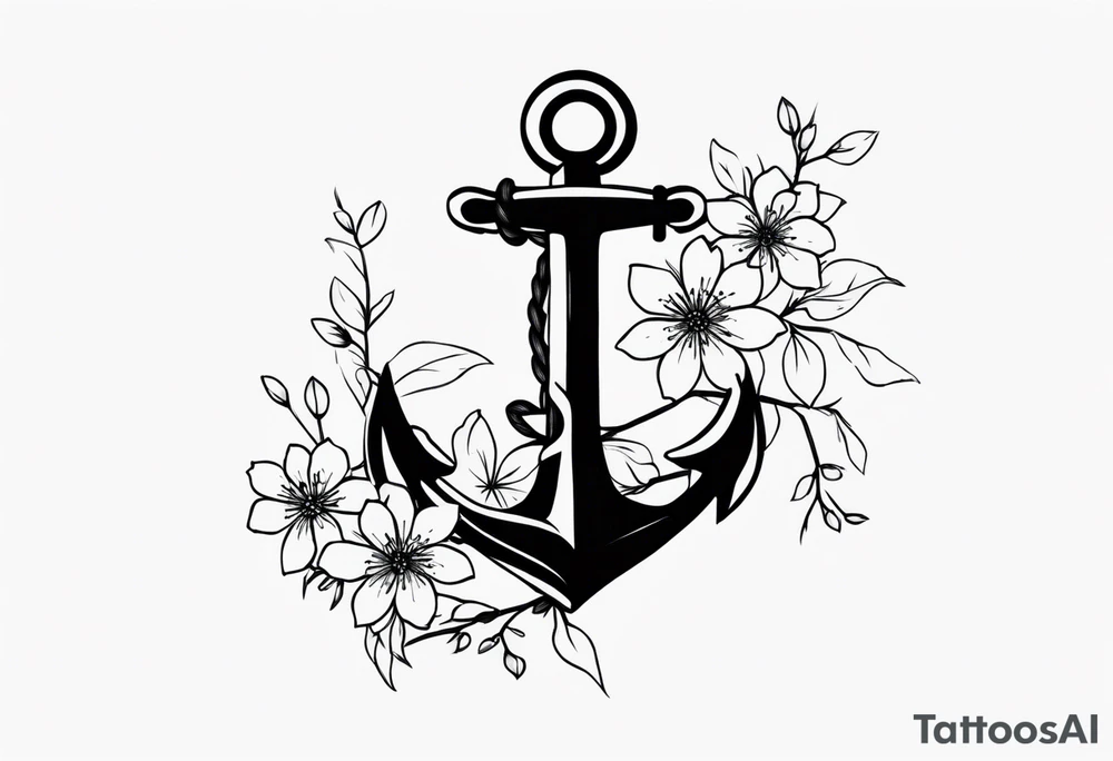 cherry blossom with anchor tattoo idea