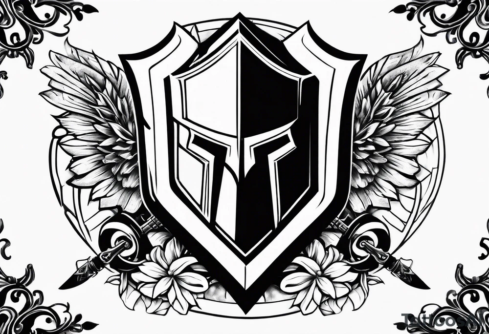 Spartan sword and shield tattoo idea