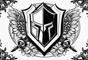 Spartan sword and shield tattoo idea