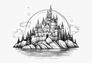 a castle floating in the crystal tattoo idea