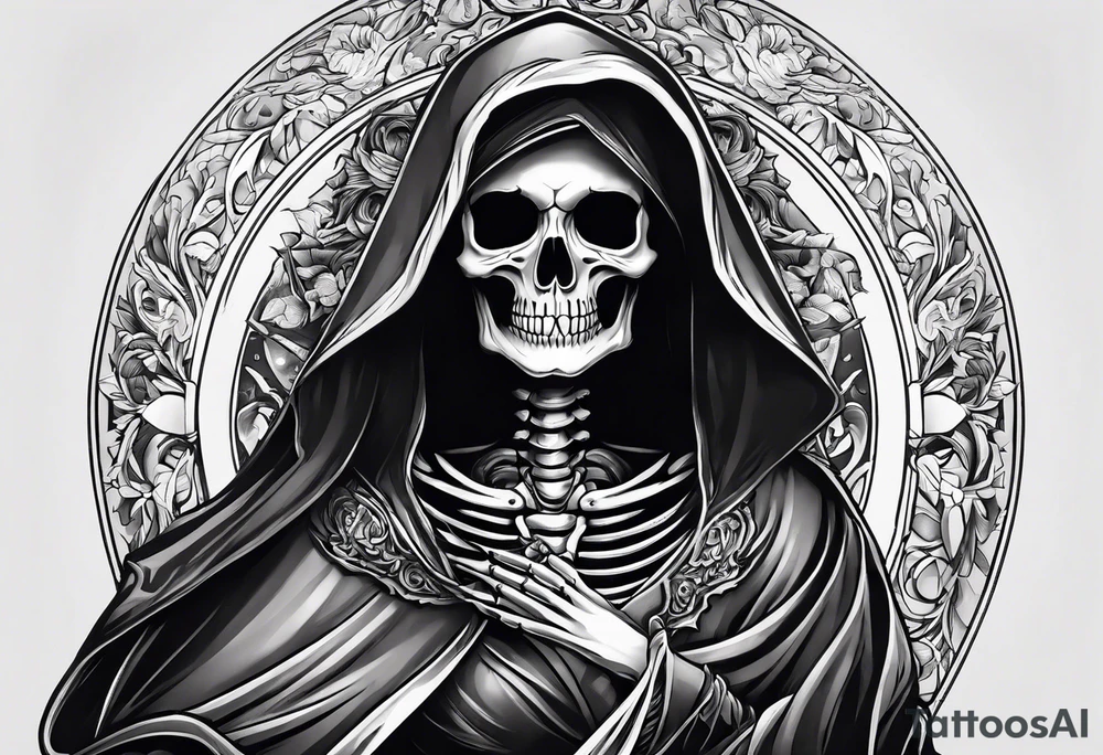 lady skeleton grim reaper tattoo idea
